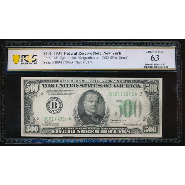 1934 $500 New York FRN PCGS 63