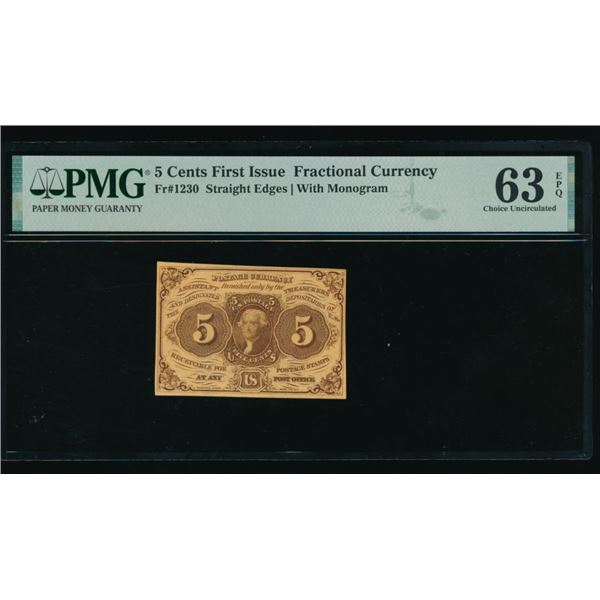 5 Cent First Issue Fractional PMG 63EPQ
