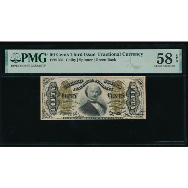 50 Cent Third Issue Fractional PMG 58EPQ