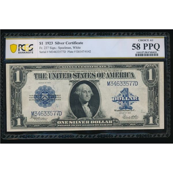 1923 $1 Silver Certificate PCGS 58PPQ