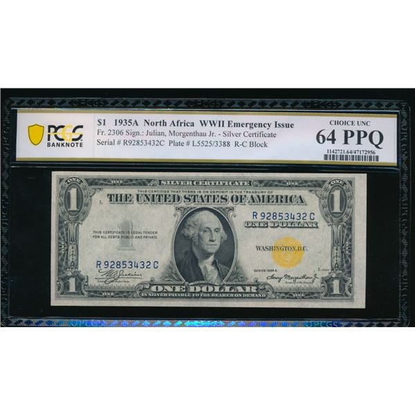 1935A $10 N Africa Silver Certificate PCGS 64PPQ