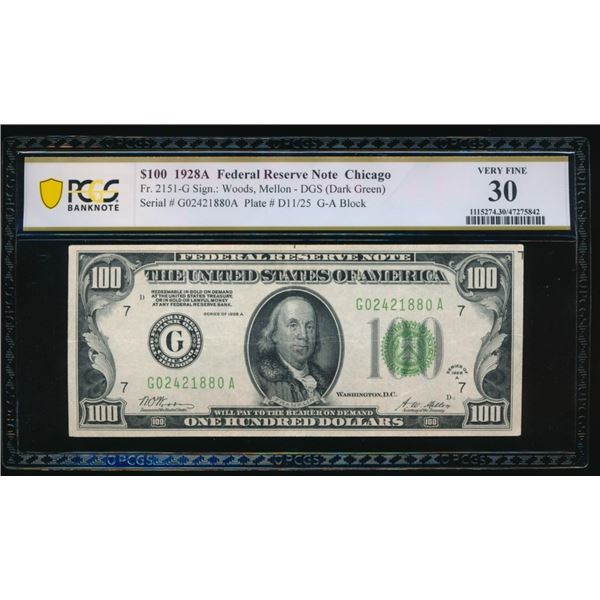 1928A $100 Chicago FRN PCGS 30