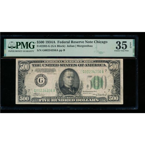 1934A $500 Chicago FRN PMG 35EPQ