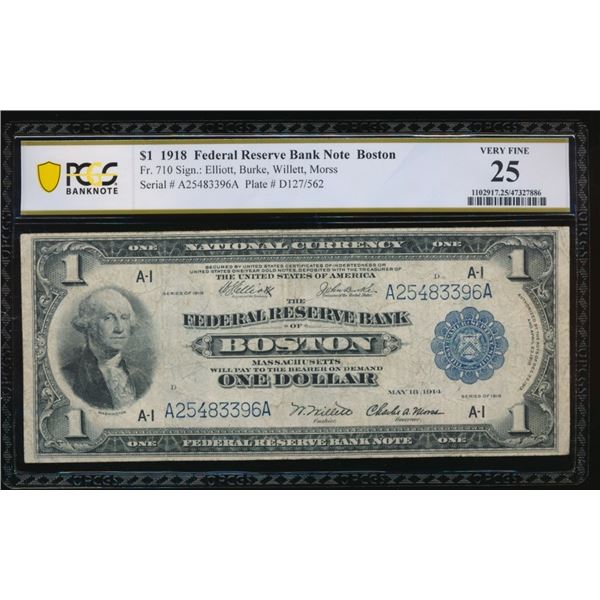 1918 $1 Boston FRBN PCGS 25