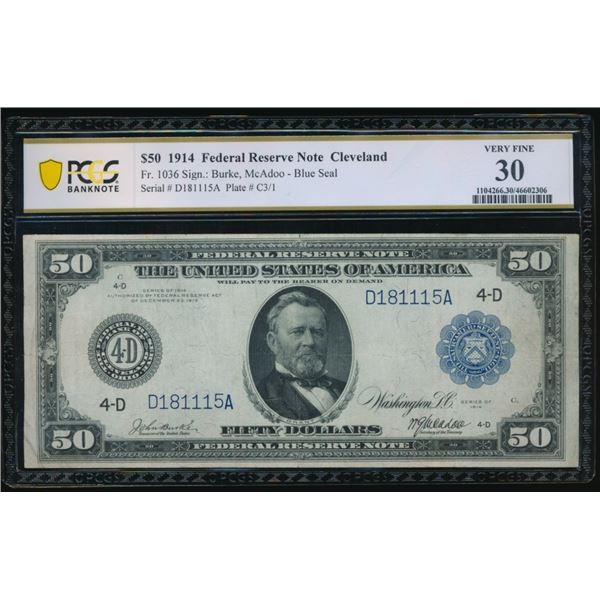 1914 $50 Cleveland FRN PCGS 30