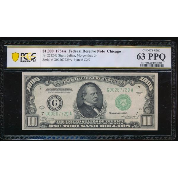 1934A $1000 Chicago FRN PCGS 63PPQ