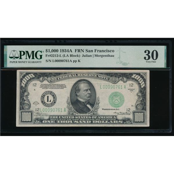 1934A $1000 San Francisco FRN PMG 30