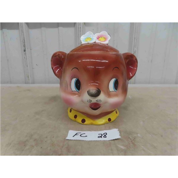 Enescolil Bear Cookie Jar -Repaired Crack in Lid