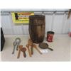 Image 1 : Nail Keg 18'' Tall, Cast Frying Pan , Wooden Kitchen Utensils, 