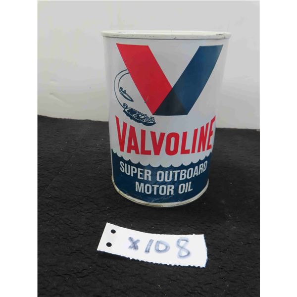 Valvoline Outboard Motor Oil Quartz Tin + Cardboard Can with Product 