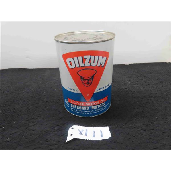 Oilzum 2 Cycle Motor Oil Tin + Cardboard Can with Product