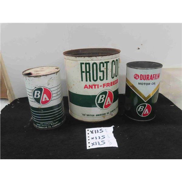 (3) BA Cans - (1) One Gallon Antifreeze (2) Quartz Oil 