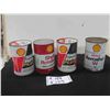 Image 1 : (4) Shell Quartz Oil Cans - (2) Super Plus Multigrade (1) Rotella S (1) Aeroshell