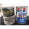 Image 2 : (3) Oil Cans - Gold Bond Quartz Cardboard + Tin , Evinrude Quartz Tin , BA 