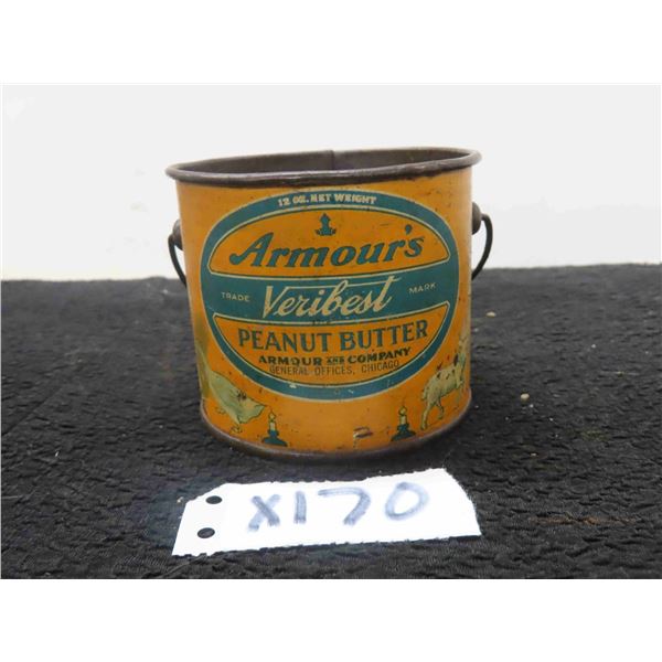 Armours Peanut Butter 12 OZ Tin with Handle & NO Lid 