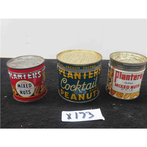 (3) Planters Peanuts Tins (1) 8OZ & (2) 4OZ