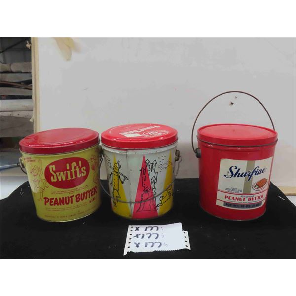 (3) Peanut Butter 5LBS Tins (2) Swifts & (1) Shurfine