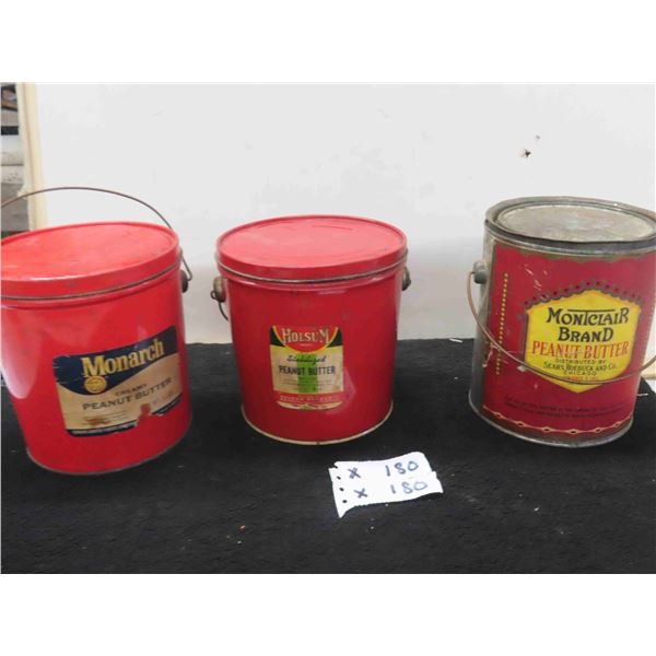 (3) Peanut Butter 5LBS Tins - Monarch , Holsum , Montclair 