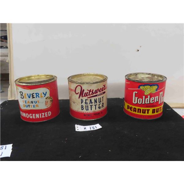 (3) Peanut Butter 48 OZ Tins - Beverly , Nutsweet , Golden Nut