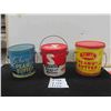 Image 1 : (3) Peanut Butter 5LBS Tins with Handles - (2) Schwartz & (1) Shedds