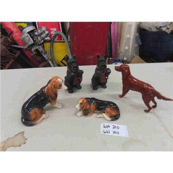 5 Dog Figurines 