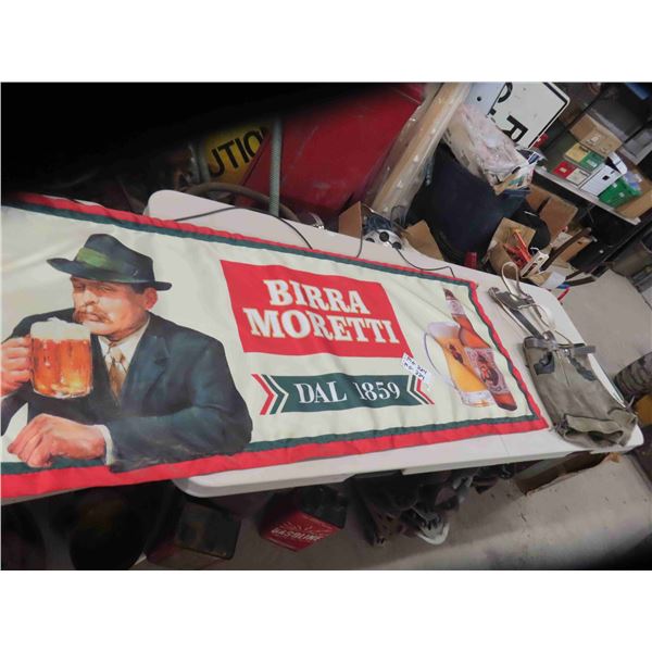 Birra Moretti Banner 23'' x 58'' , Fancy Suspender Shorts 