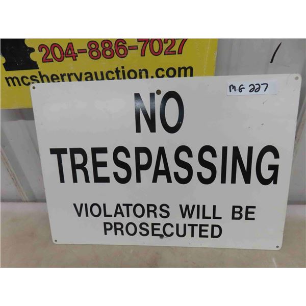 No Trespassing Metal Sign 14'' x 20''