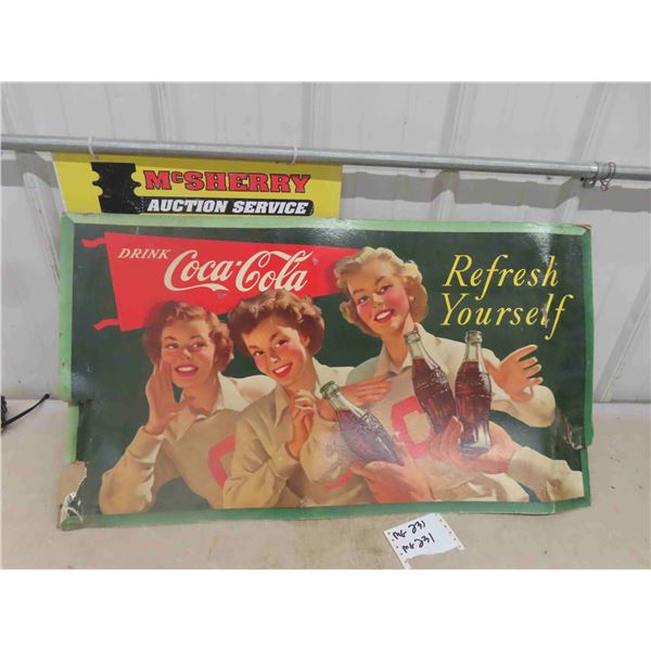 Coca Cola 2 Sided Cardboard Sign 20'' x 36''