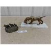 Image 1 : Vintage Brass Sculpture of Hunting Dog on Marble Base 11'' x 5'' , Spelter 