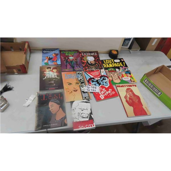 10 Graphic Novels ; Sin City, Danger Girl, Lori Lovecraft, Heartthrob, Amulet, 