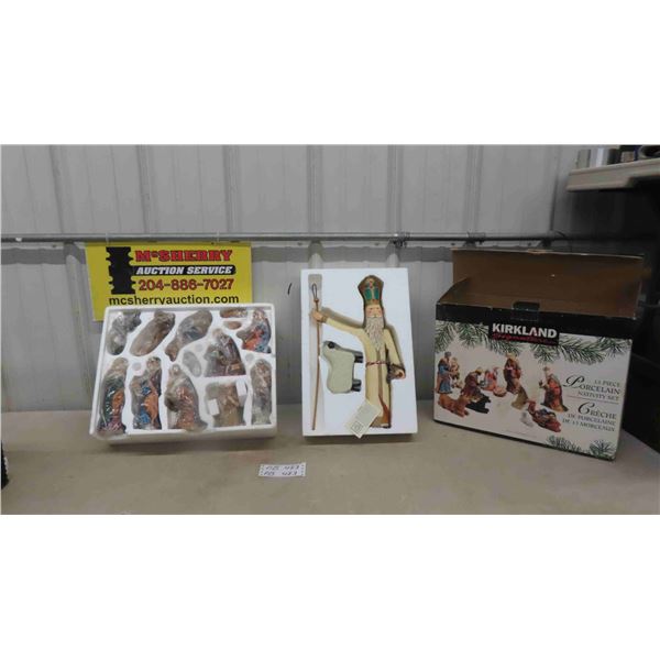 13 pc Nativity Scene & Resin Sheppard with Lamb