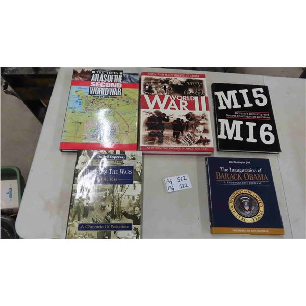 5 Hard Cover Coffee Table Size Books ; (4) on WWII + (1) USA President Barack Obama