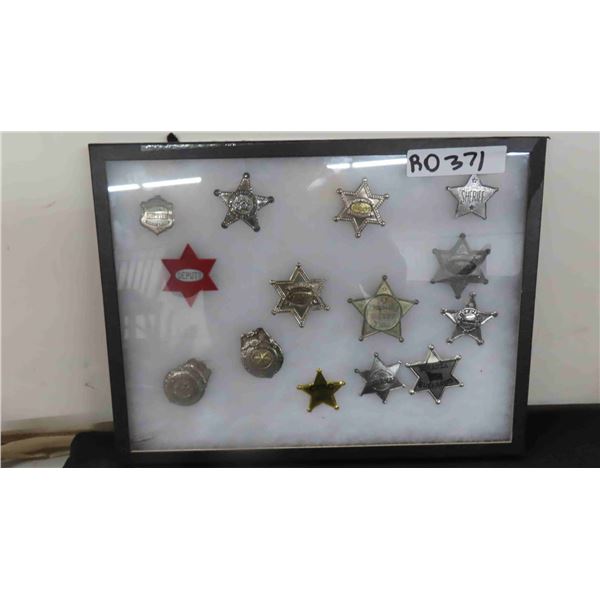 14 Toy Badge Collection Framed ; Sherriff, Deputy, Police