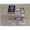 Image 1 : Vintage Teemu Selanne WPG Jets Lot; Signed Book, Oversized Hockey Card, Banner, 