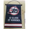 Image 2 : Vintage Teemu Selanne WPG Jets Lot; Signed Book, Oversized Hockey Card, Banner, 