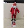 Image 1 : 1950s Hard Rubber Santa Claus with Cloth Suit + Hat 20" Tall Excellent Condition 