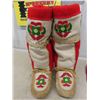 Image 2 : Vintage Hudson's Bay Co. Beaded Trade Wool First Nations Mukluks Tallest at 17",