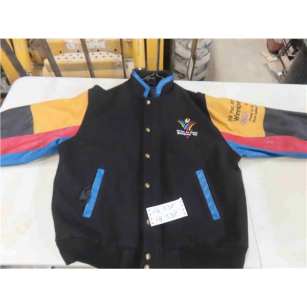 Unisex Ford / Pan- Am Games Jacket Sz XL - Leather + Melton