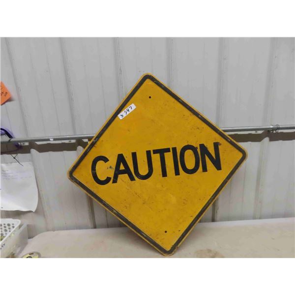 Caution Metal Highway Sign 24  x 24 