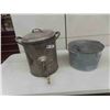 Image 1 : Metal Butter Churn & Galvanized Tub