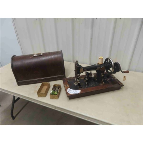 T-Eaton Hand Crank Sewing Machine with Case