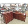 Image 1 : 2 Matching Dressers ; 19" x 38.5" x 42" & 19" x 32" x 56.5" with Mirror 30" X 48"