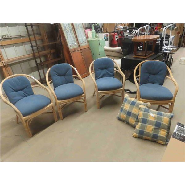 4 Sunroom Wicker Chairs with Cushions 