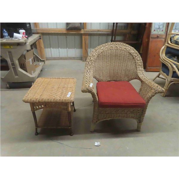 Sunroom Wicker Chair + Stand 20" x 20" x 21"