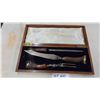 Image 1 : 3pc English Knife Set Sheffield Silver Red Deer Horn Handles