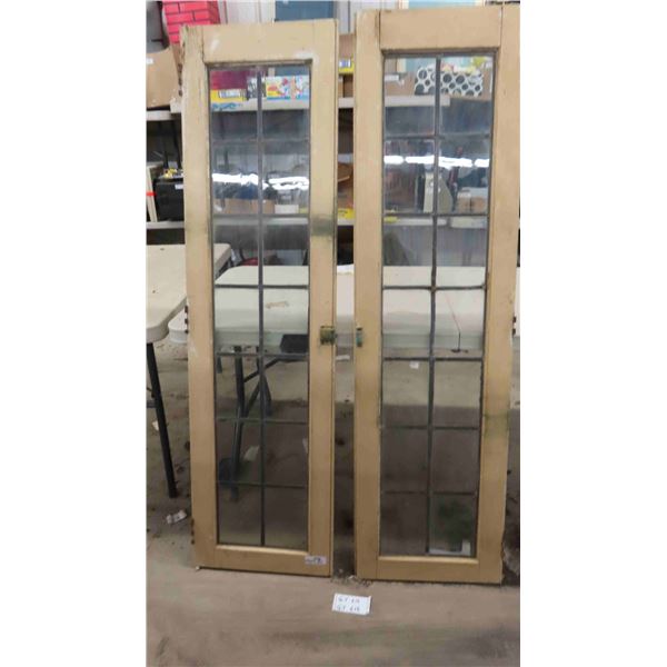 2 French Doors with Leaded Glass 17.5  x 64.25  