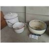 Image 3 : Enamel Ware Pots, Cup & Wooden Crate 