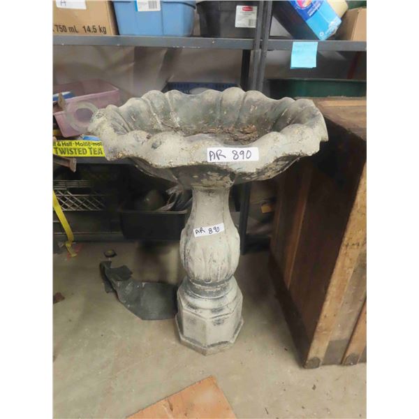 Cement Bird Bath 32" Tall 22" Across Top