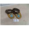 Image 1 : Moccasin Style Slippers - Leather + Beaded