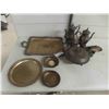 Image 1 : Silverware, Tea Set, Tray, Covered Butter, Cream + Sugar, Coffee + Tea Pot